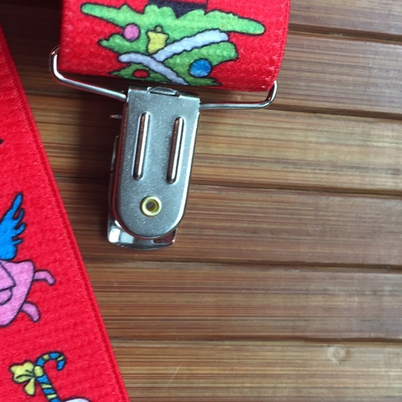 Christmas Holiday Suspenders. Silver hardware. EUC - Picture 6 of 8